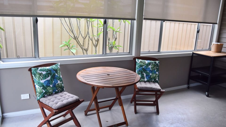 Outdoor sitting area.