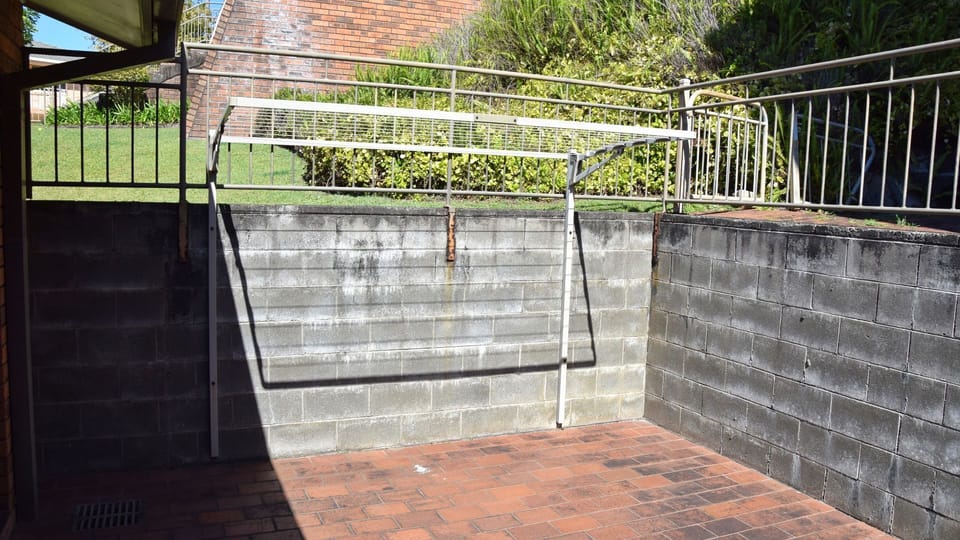 Patio and clothes line.