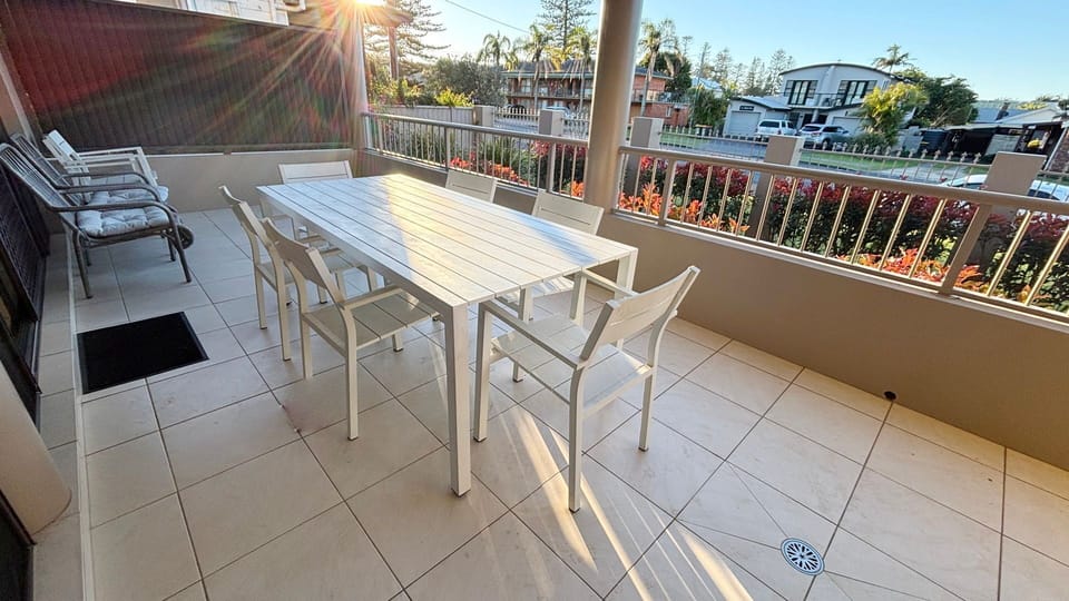 Balcony and outdoor dining. 