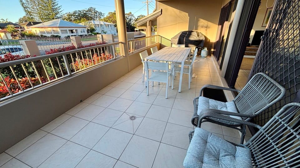 Balcony and outdoor dining. 