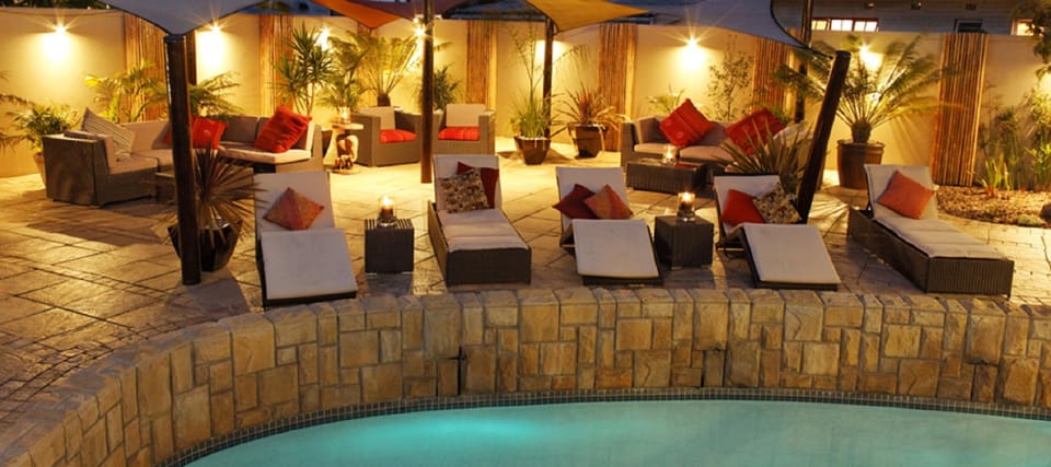 Outdoor pool, sun loungers