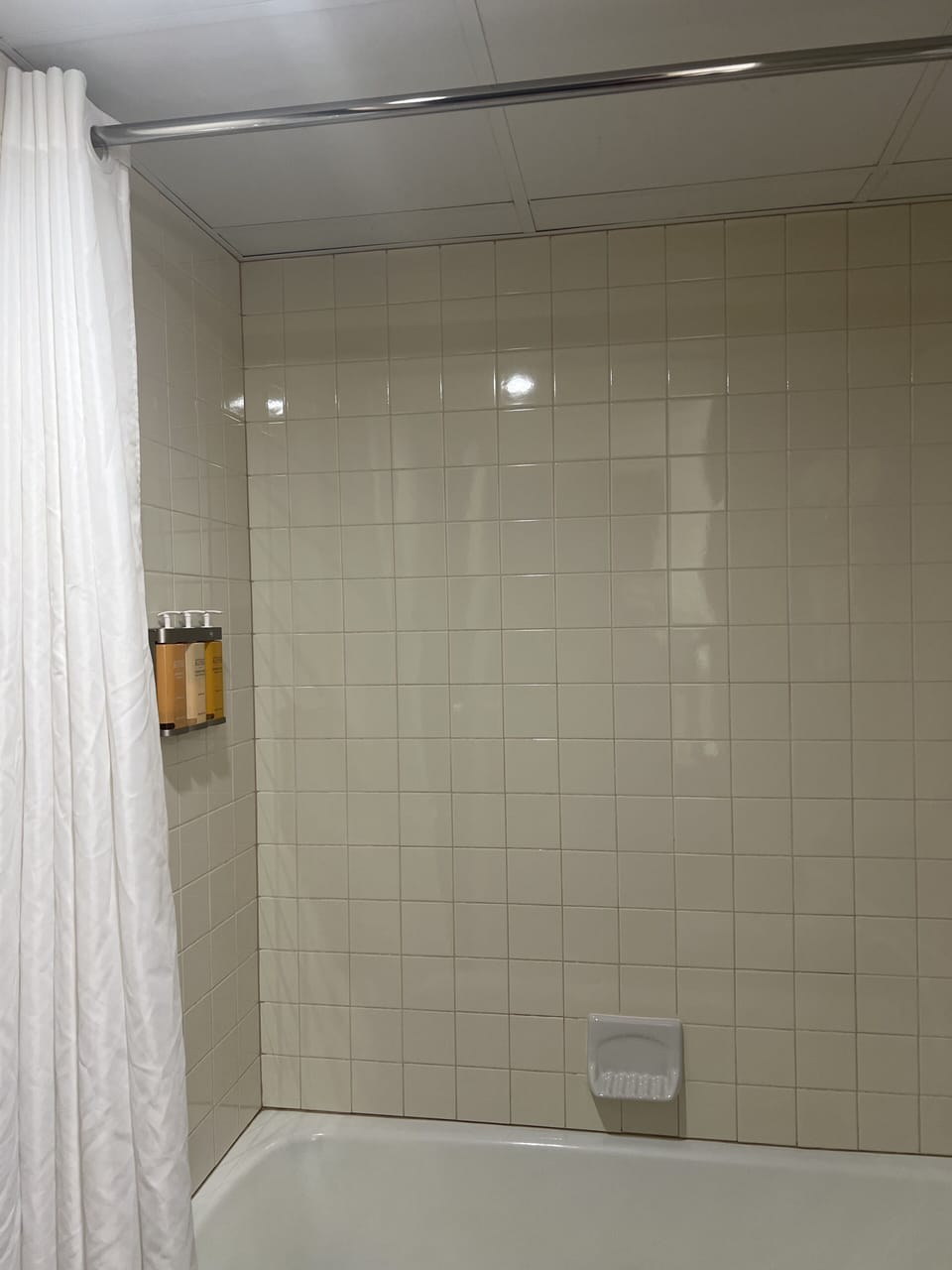 Combined shower/tub, free toiletries, hair dryer, towels
