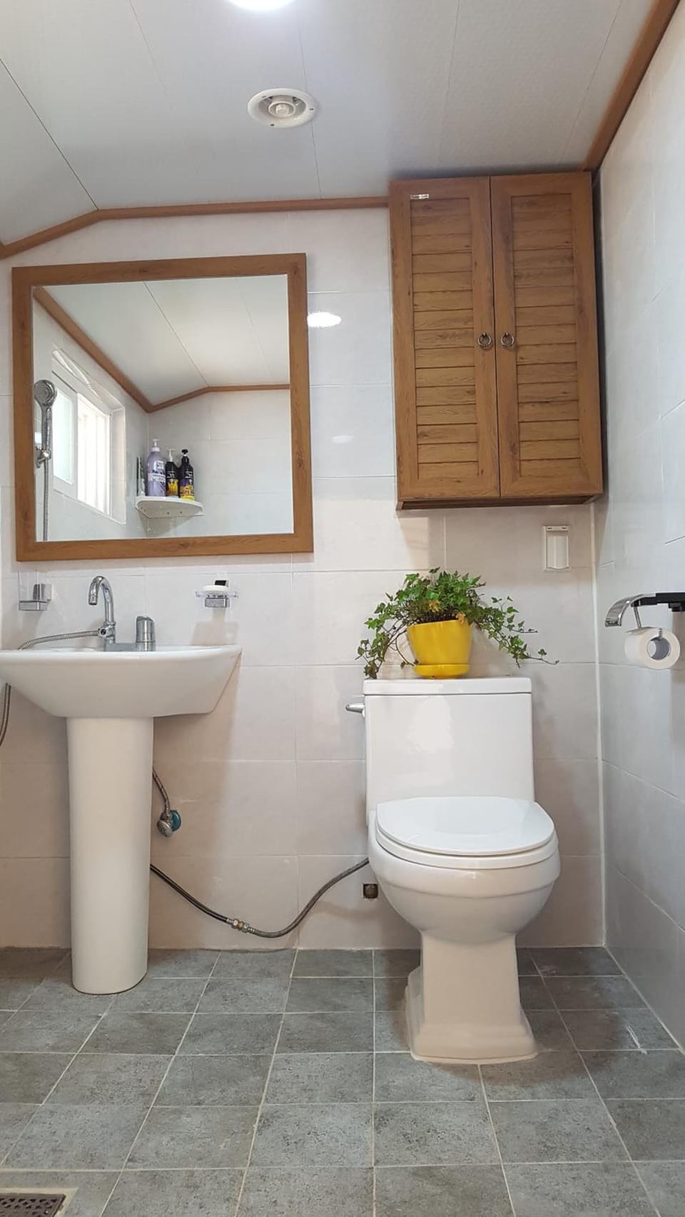 Shower, free toiletries, hair dryer, slippers