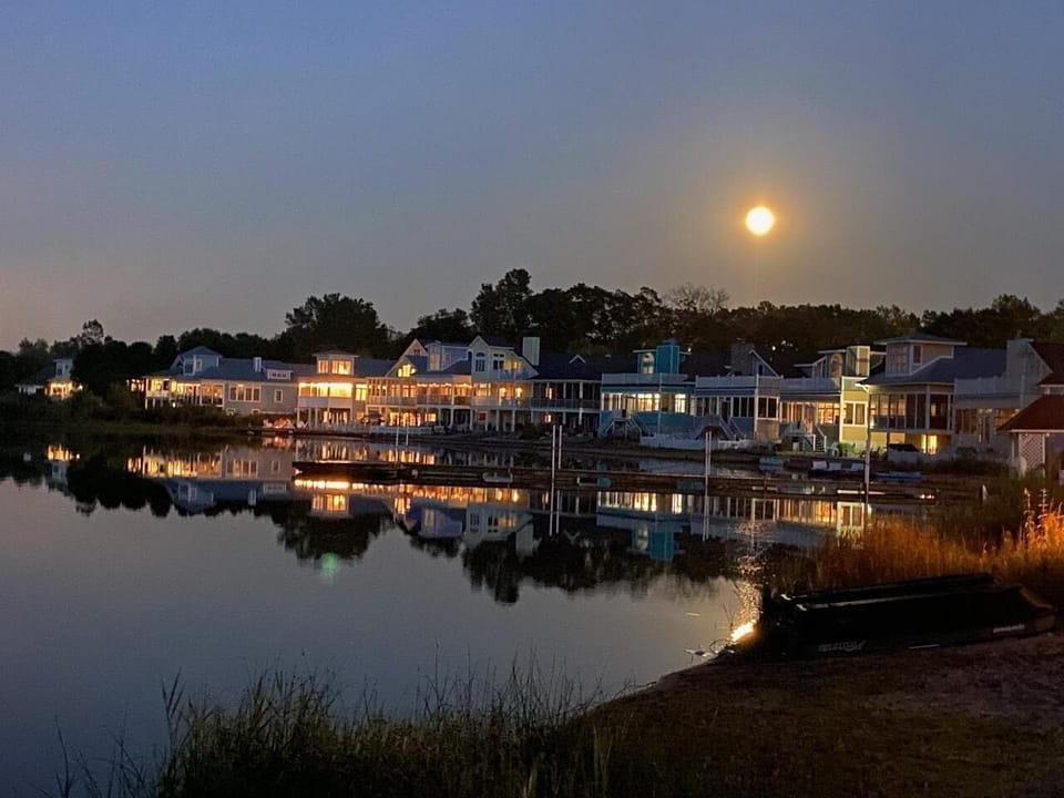 Moonlight On the beach behind Yellow Submarine.