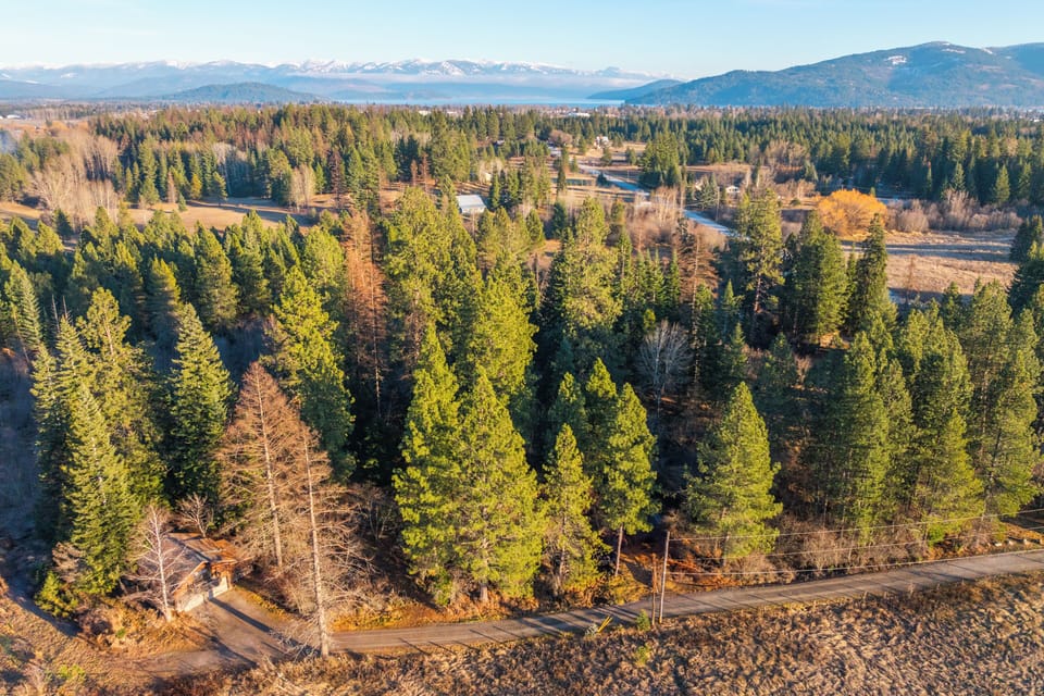 House in foreground. Lake Pend Oreille and downtown Sandpoint in the background.