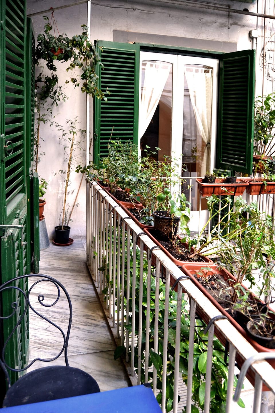 Balcony with a small table