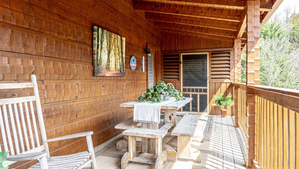 Picnic table on Back Porch