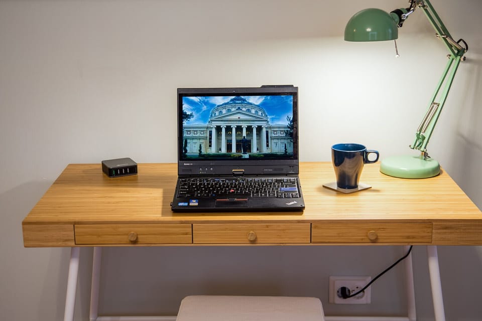 Laptop friendly space. Please relax! This is not and office building :) 