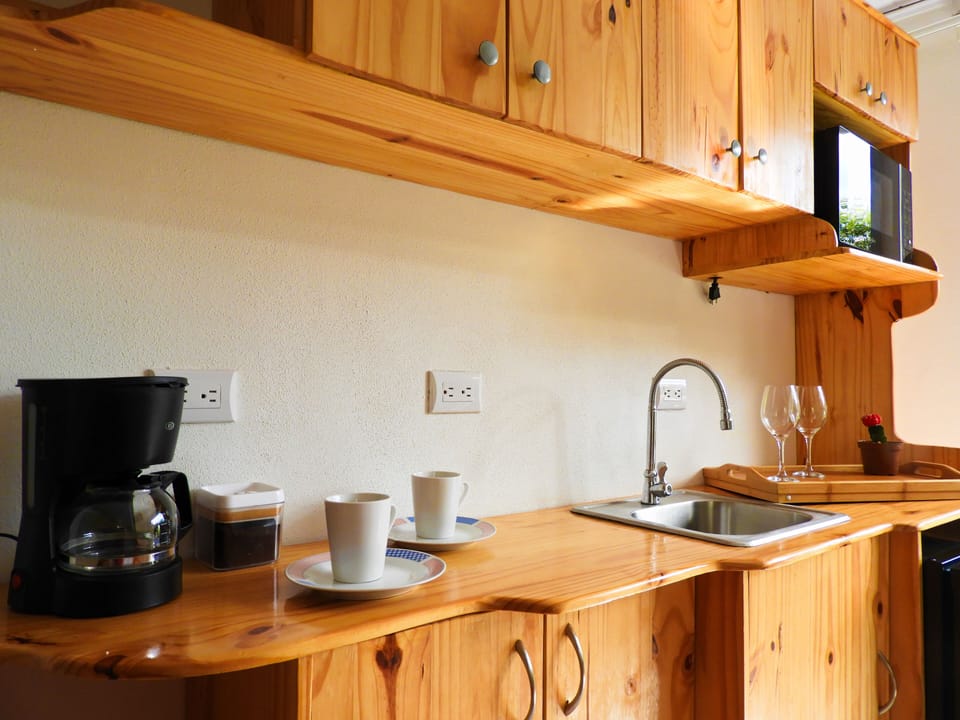 Comfort Double Room, 1 Double Bed, Garden View | Private kitchenette | Coffee/tea maker, shared fridge, shared microwave