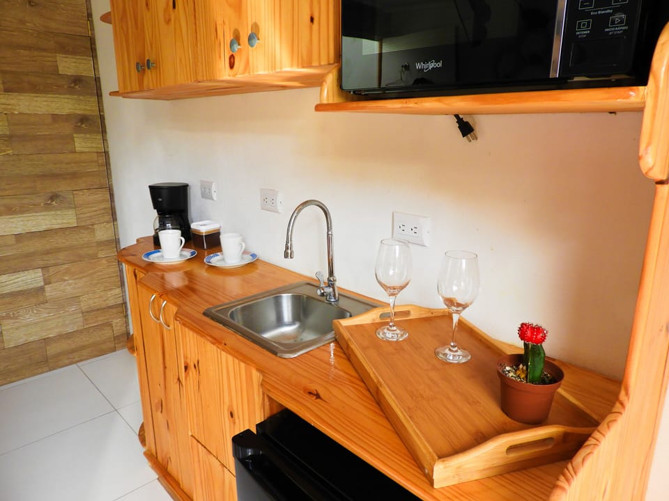 Comfort Double Room, 1 Double Bed, Garden View | Private kitchenette | Coffee/tea maker, shared fridge, shared microwave