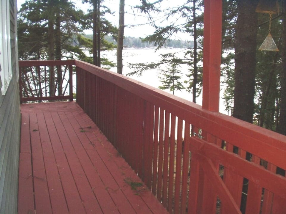 Deck on south side of cottage looking toward water