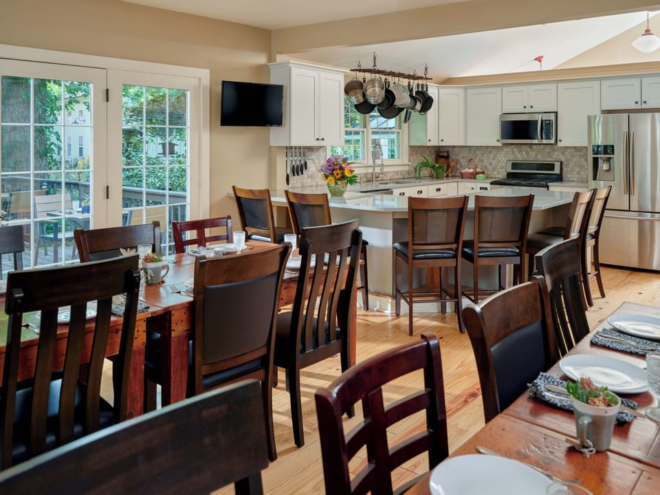 Dining Room for 24 with Chef's open kitchen and all the pots/pans/dishes needed.