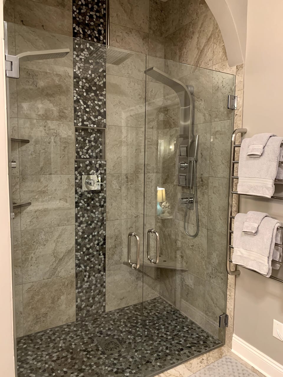 2 shower panels with jets PLUS 12' Rain can in luxury shower built to spoil you!