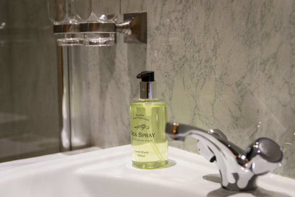 Towels, soap, shampoo, toilet paper