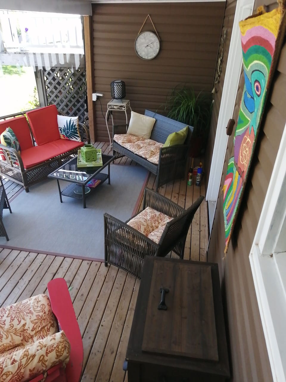 About half of the large screened in lower deck