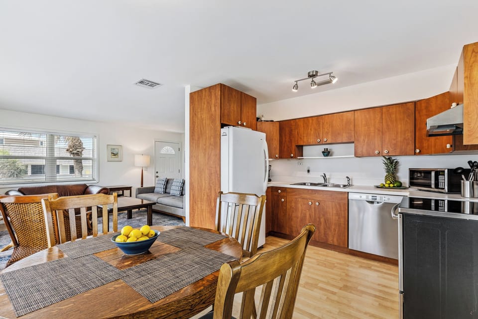 Dining, living and kitchen area
