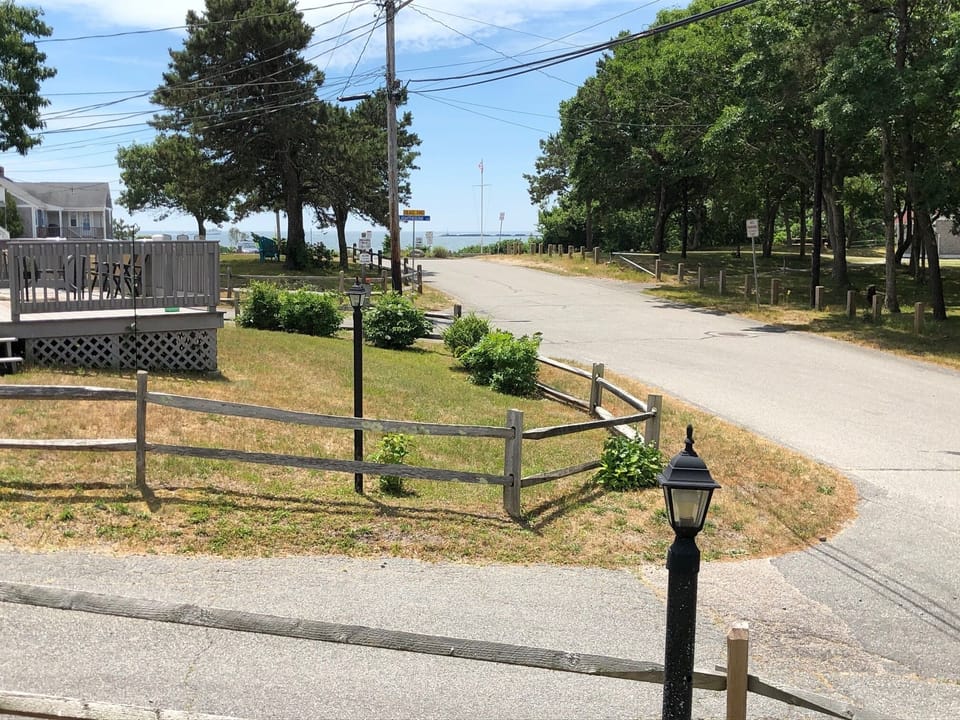 This is the view from your deck, beach is a  lot closer than it looks.