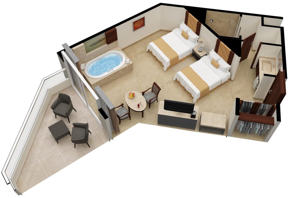 Premium bedding, down comforters, memory foam beds, minibar