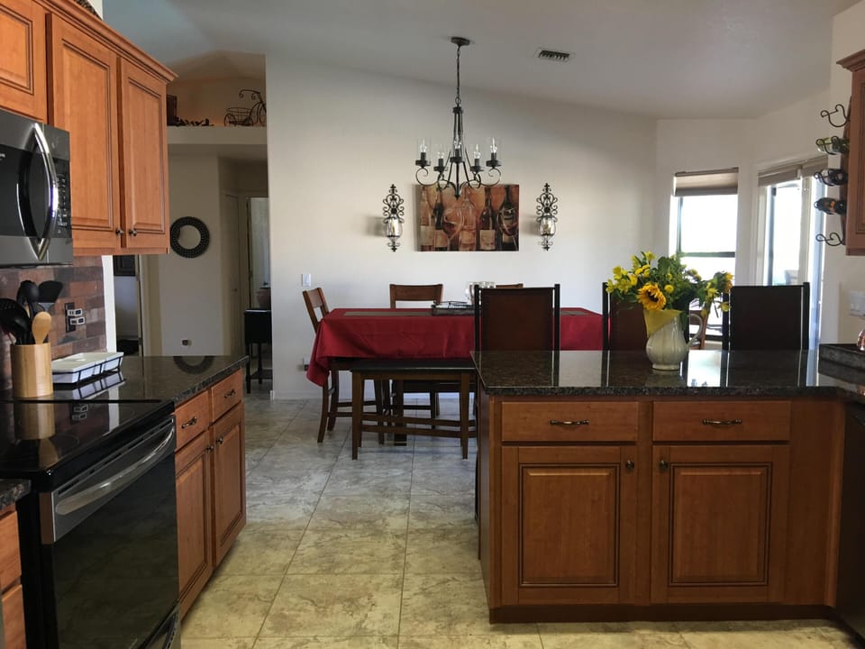 kitchen into dining area