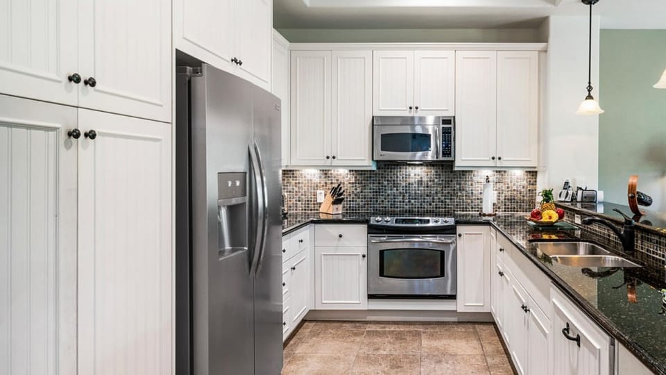 Kitchen with Refrigerator and Microwave