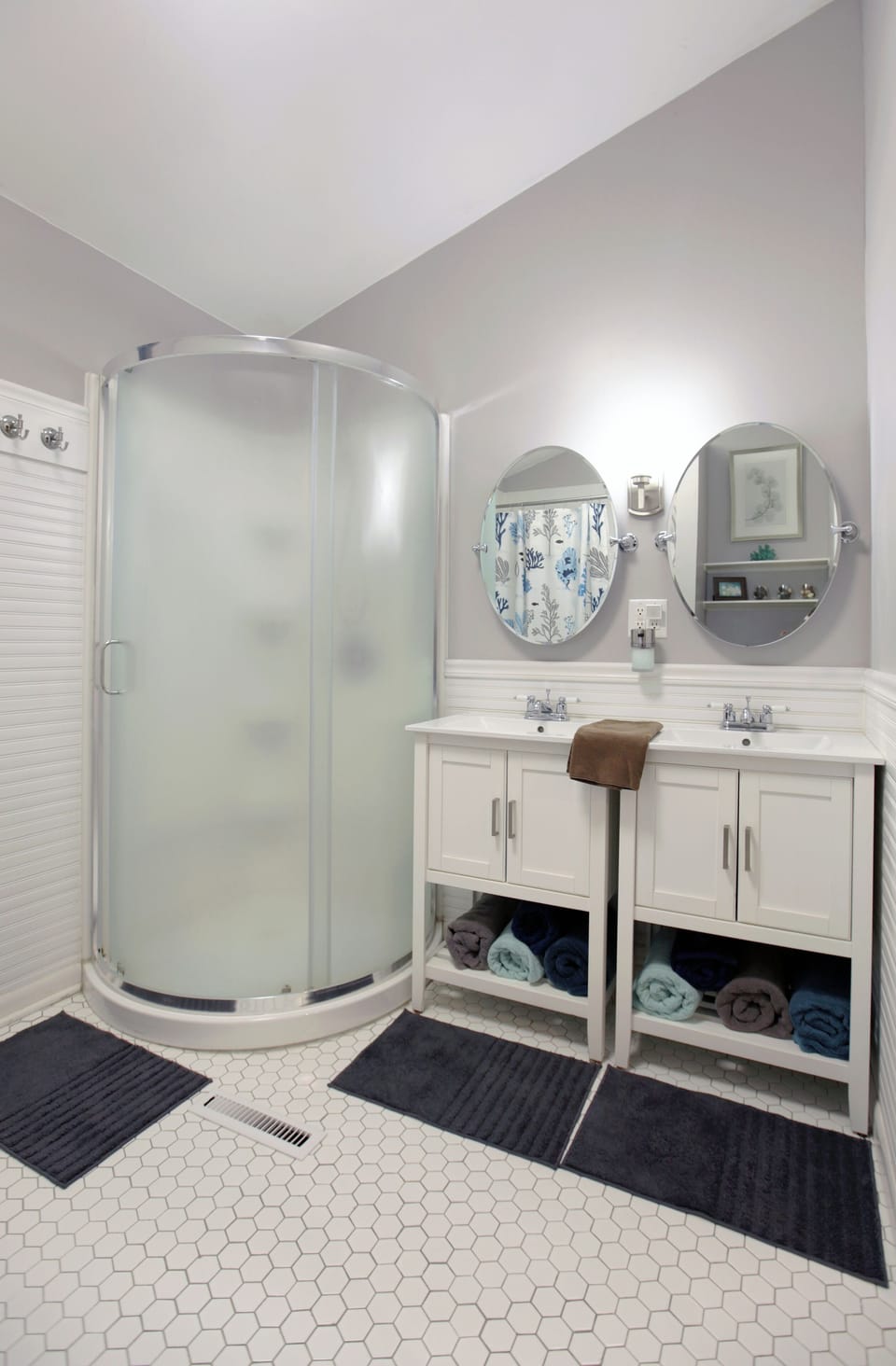 The Main Bathroom has Two Standing Showers and Double Sinks...
