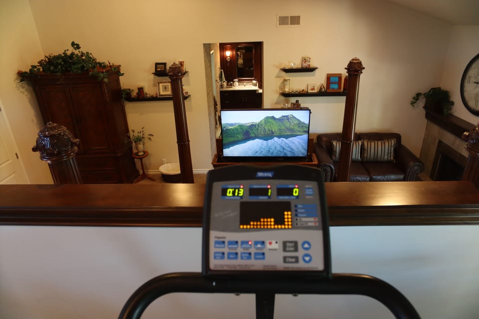 Stair climber with convenient tv 