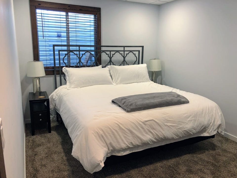 The basement bedroom with a King bed!