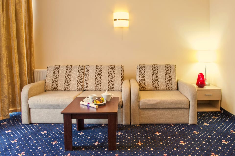 Superior Suite, 1 Bedroom, Balcony, City View | Living area | TV