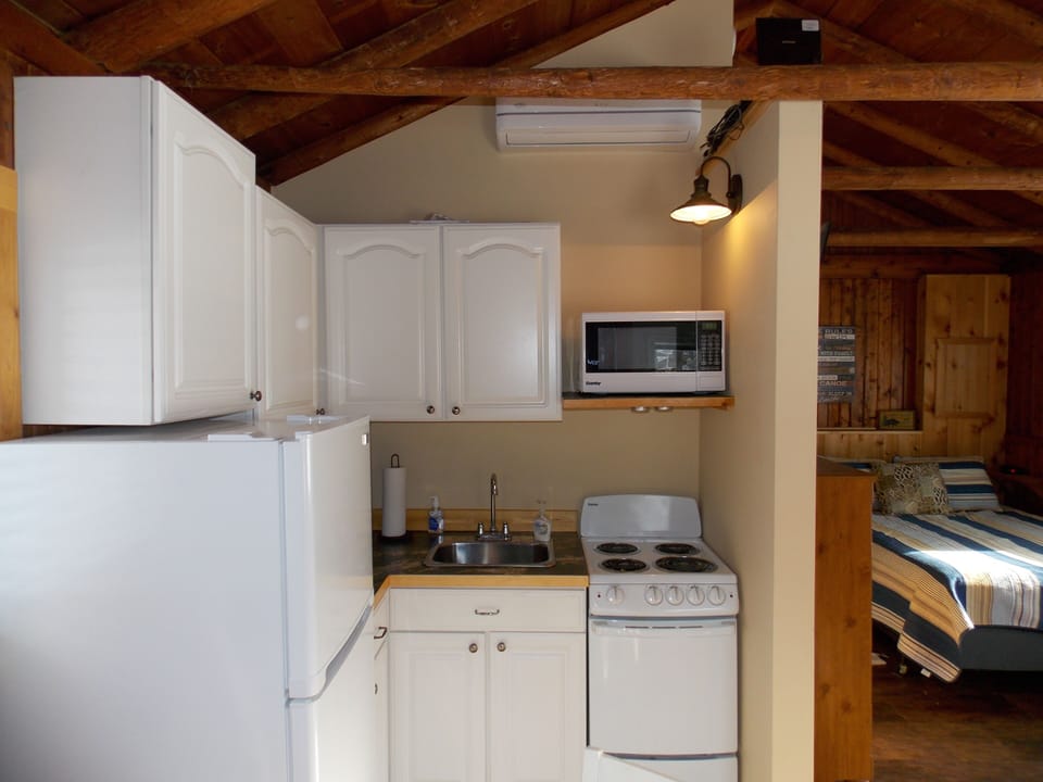 Fully complete kitchen including stove, microwave and a big fridge!