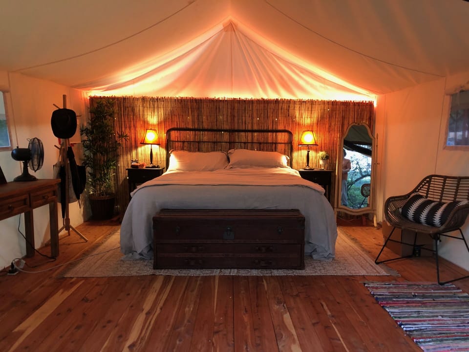 Romantic King sized bed equipped with AC and heat!