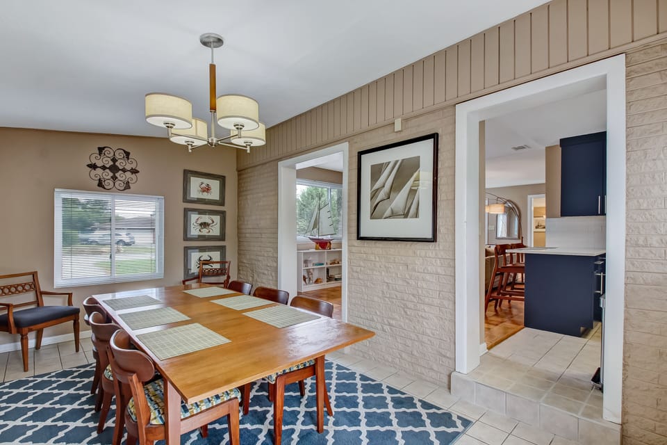 Dining room opens to living room and kitchen