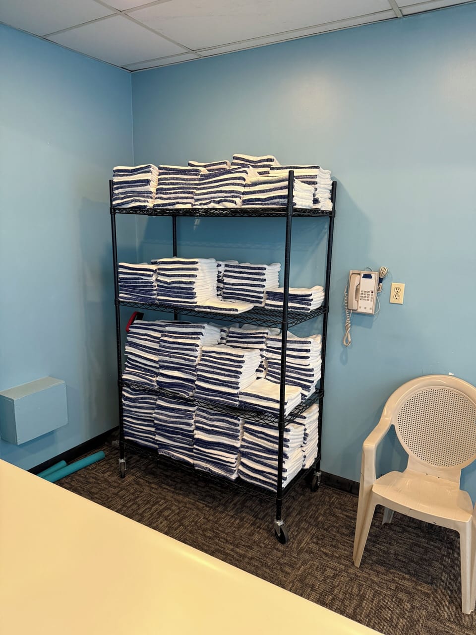 Pool towels in pool room