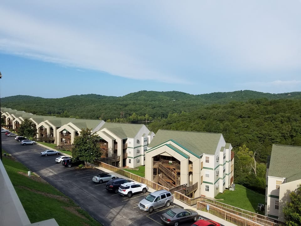 Resort is surrounded by hills.