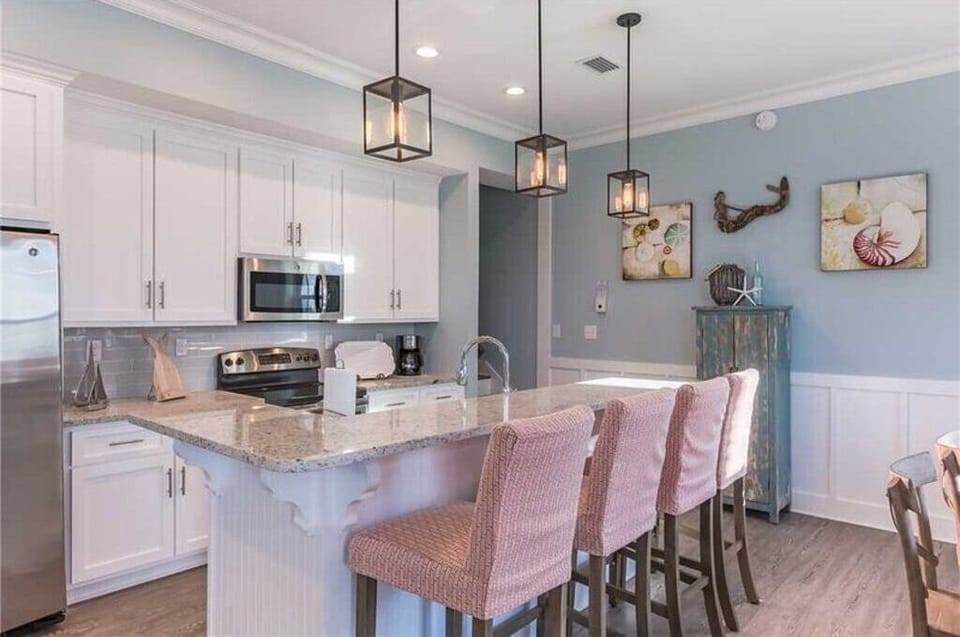 Kitchen with bar chairs for extra seating