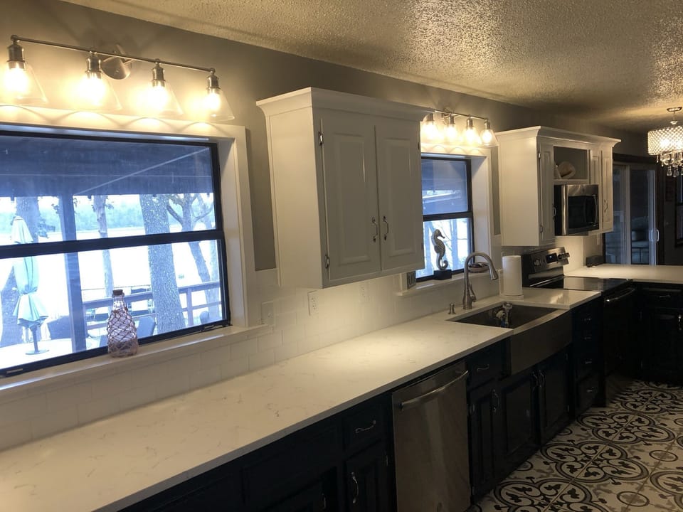 kitchen with views of the water