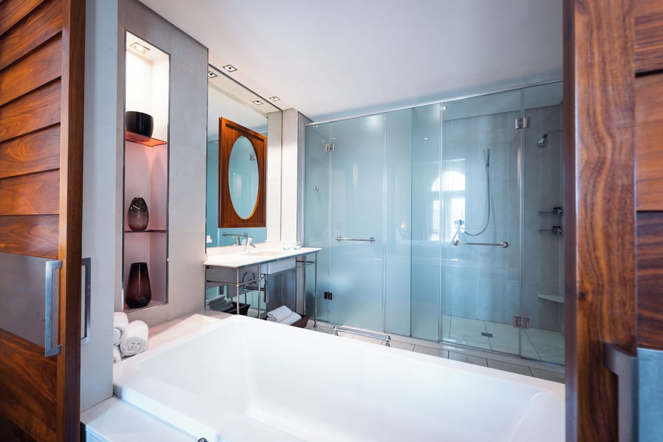 Superior Room (Surcharge) | Bathroom | Separate tub and shower, deep soaking tub, designer toiletries