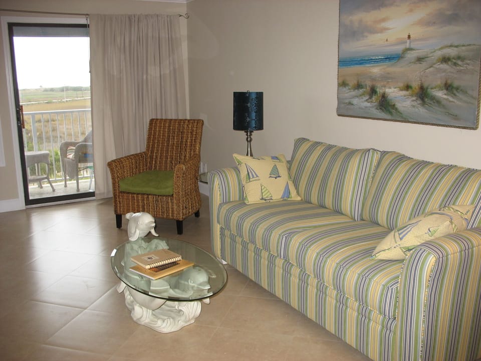 Looking out to the balcony