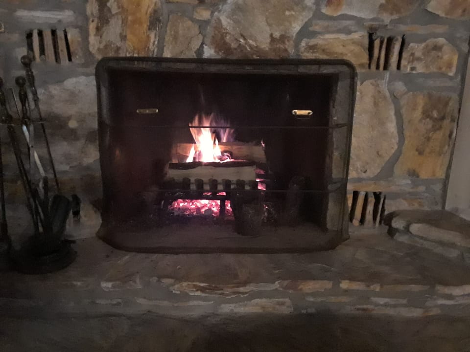 Wood burning fireplace, wood provided