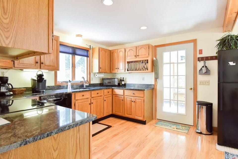 kitchen with wood cabinets