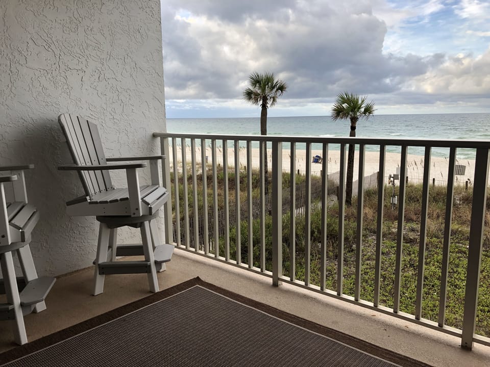 Enjoy the gulf views from the new balcony chairs.