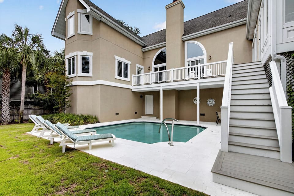 Pool area in the backyard.