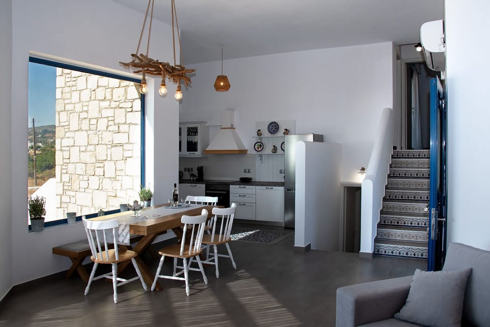 Aelia Luxury Villa-Dining area and fully equipped kitchen