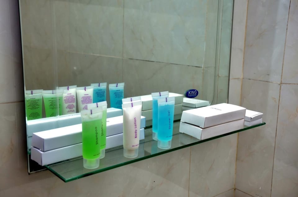 Shower, free toiletries, bathrobes, bidet