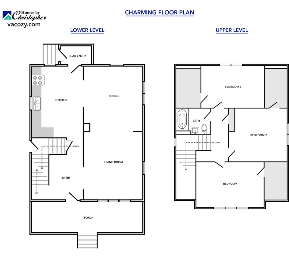 Floor plan for Charming - a three bedroom one bath home