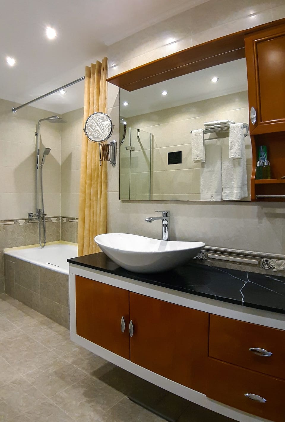 Free toiletries, hair dryer, bathrobes, slippers