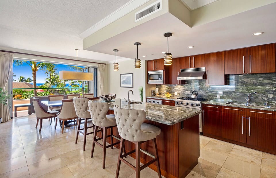With Viking appliances, dual ovens, and plenty of cookware
                