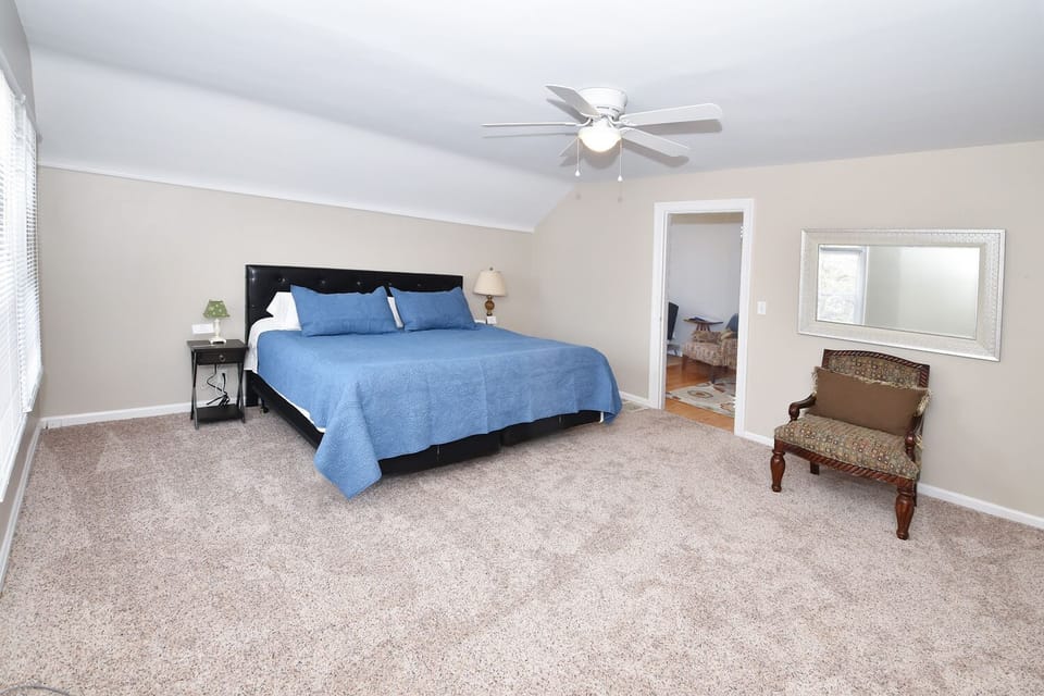 Spacious bedroom with sitting area