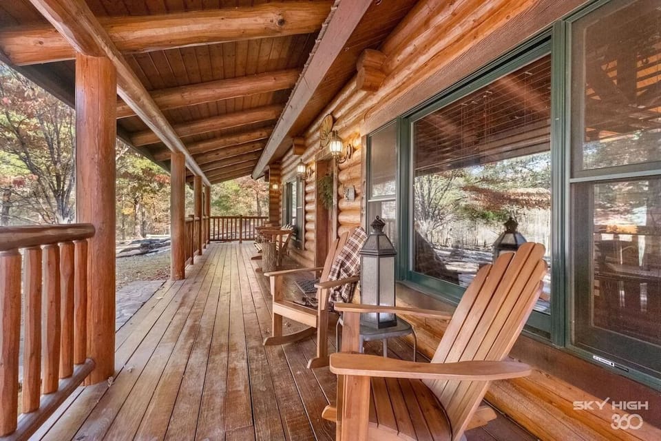 One of the best views on property: the Cattail deck faces the small spring fed lake offering a setting of deep tranquility.