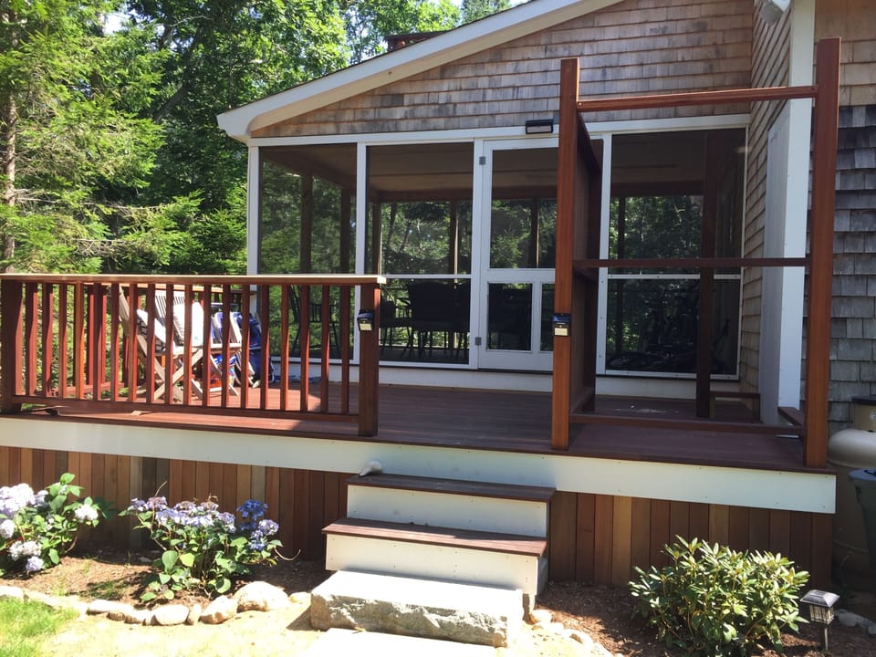 Screened porch and side deck.  