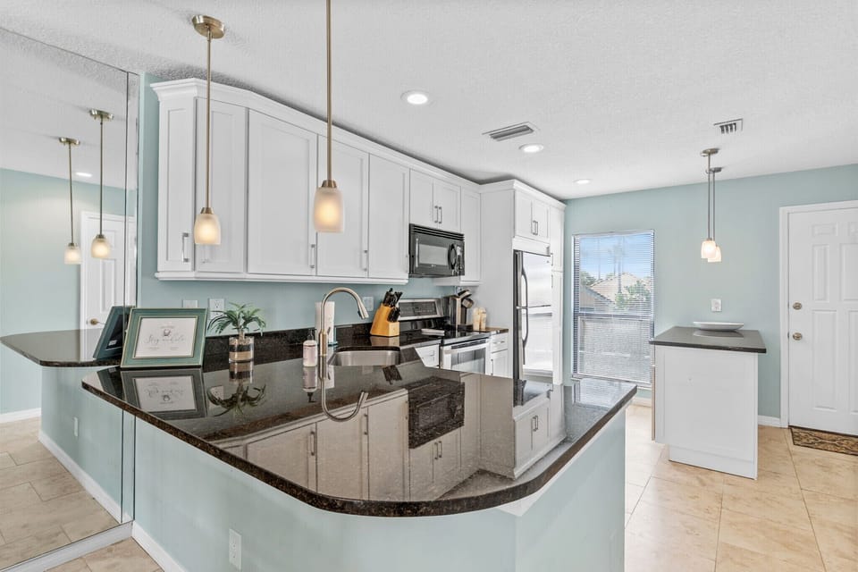 An abundance of cabinets space offered in this newly designed kitchen